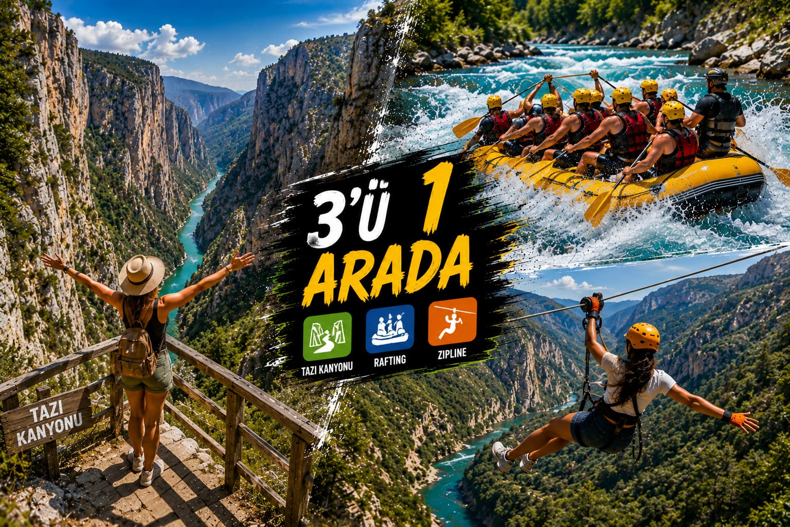 Tazı Kanyonu + Rafting + Zipline (3'ün 1)